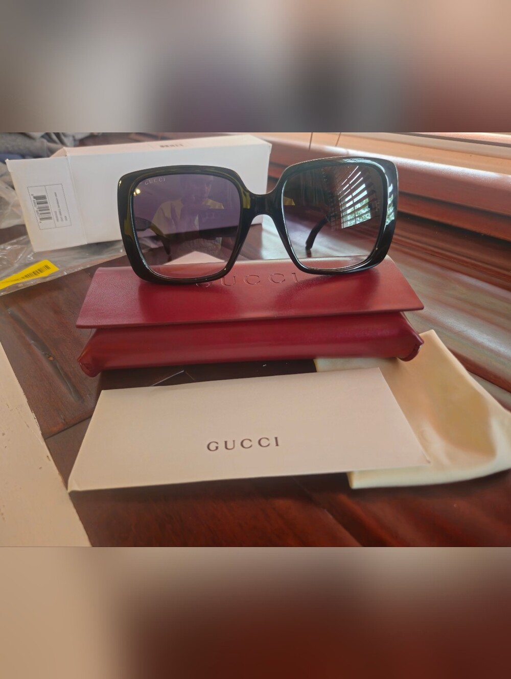 Gucci Oversized Black Square Sunglasses with Gradient Lenses